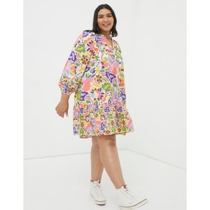 FatFace Women's Plus Size Amy Art Floral TunicDress - 1 of 3
