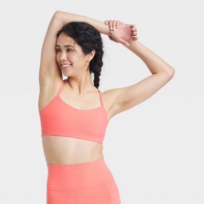 Women's Everyday Soft Light Support Strappy Sports Bra - All In Motion™ Coral Red XS