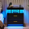 Fredees LED Nightstand with USB & Wireless Charging, Auto Sensor RGB Lights, 2 Drawers, Contemporary White Bedside Table for Bedroom Furniture - 3 of 4