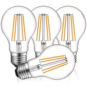 Luxrite A19 Vintage LED Light Bulbs 60W Equivalent, 2700K Warm White Dimmable, 800 Lumens, 8W, UL Listed E26 Medium Base 4 Pack - 1 of 4