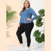 Agnes Orinda Women's Plus Size Long Sleeves Collarless Buttons Denim Jean Jackets - 3 of 4
