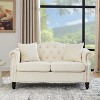 TiramisuBest 58.8" 2-Seater Tufted Velvet Sofa with Rolled Arms & Nailhead Trim, Black for Living Room,Bedroom & Office-2 Pillows - 2 of 4