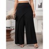 Women's Plus Size Faux Wrap Palazzo Pants Mid Rise Plus Size Wide Leg Pants Asymmetric Pants - 2 of 4