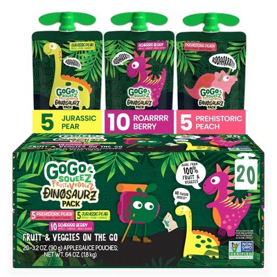 GoGo SqueeZ Fruit & VeggieZ Dino Variety Pack - 3.2oz/20ct