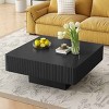 31.6 Inch Minimalist Modern Style Coffee Table, Square Fluted Coffee Table with Drum Base, Smooth Painted Table with MDF Top-Coolbibila - 3 of 4