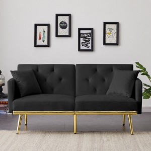 NicBex Luxury Loveseat,Modern Small Velvet Loveseat Sofa with Tufted Back & Metal Legs,2-Seater Couch for Living Room - 1 of 4