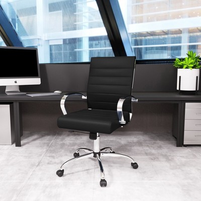 Benmar High Back Ergonomic Swivel Office Chair in Black Leather