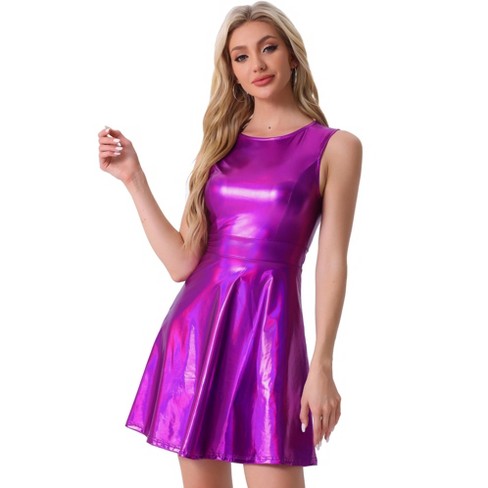 Purple Holographic Dress Gown Fashion Nova Holographic Dress Rare Sighting  Sequin Mini