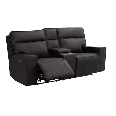 Layton Leather Power Console Loveseat with Power Headrest - Abbyson Living