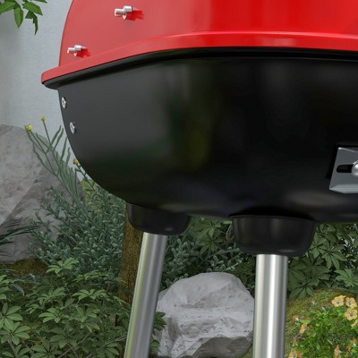 18" Red and Black Portable Charcoal Grill with Wheels