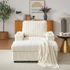 Corduroy Accent Chair Chaise Lounge, Deep-Seated Single Sofa with Storage Ottoman & Cup Holders - ModernLuxe - 2 of 4