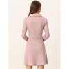 INSPIRE CHIC Women's Regular Fit Faux Suede Lapel Neck Long Sleeve Elegant A-Line Mini Dress - 4 of 4