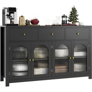 Farmhouse Buffet Sideboard Cabinet with 4 Doors & 3 Drawers, 55" Kitchen Cabinet with Adjustable Shelf, Buffet Cabinet for Dining Room, Living Room - 1 of 1