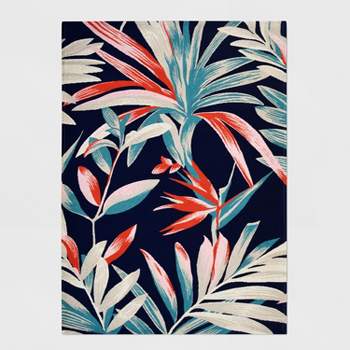 5' x 7' Jungle Tropical Outdoor Rug Navy/Coral - Threshold™