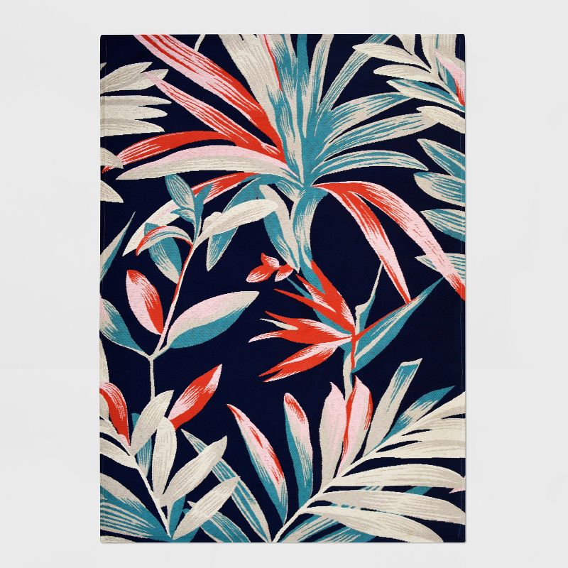 5' x 7' Jungle Tropical Outdoor Rug Navy/Coral - Threshold&#8482;, 1 of 6