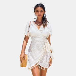 Women's Breezy Tassel-Trim Beach Cover Up Dress - Cupshe - 1 of 4
