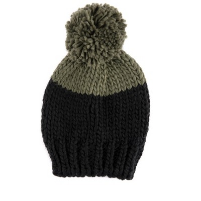 Shiraleah Black and Green Color Block Danny Beanie Hat