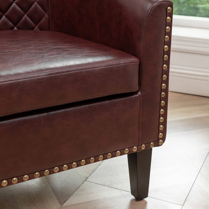  Tufted Faux Leather Barrel Club Chair - Kinwell, 6 of 11