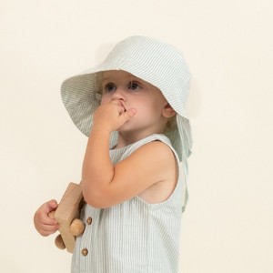 Makemake Organics Organic Bucket Sun Hat - Green Stripes , 2-5 Years - 1 of 4
