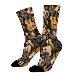 Guitars Women Printed Crew Socks Funny Funky Socks Soft Polyester Novelty Gifts for Artists Men - 1 of 1