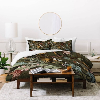 Twin/Twin Extra Long Iveta Abolina Biophilia Desire Duvet Set Green - Deny Designs