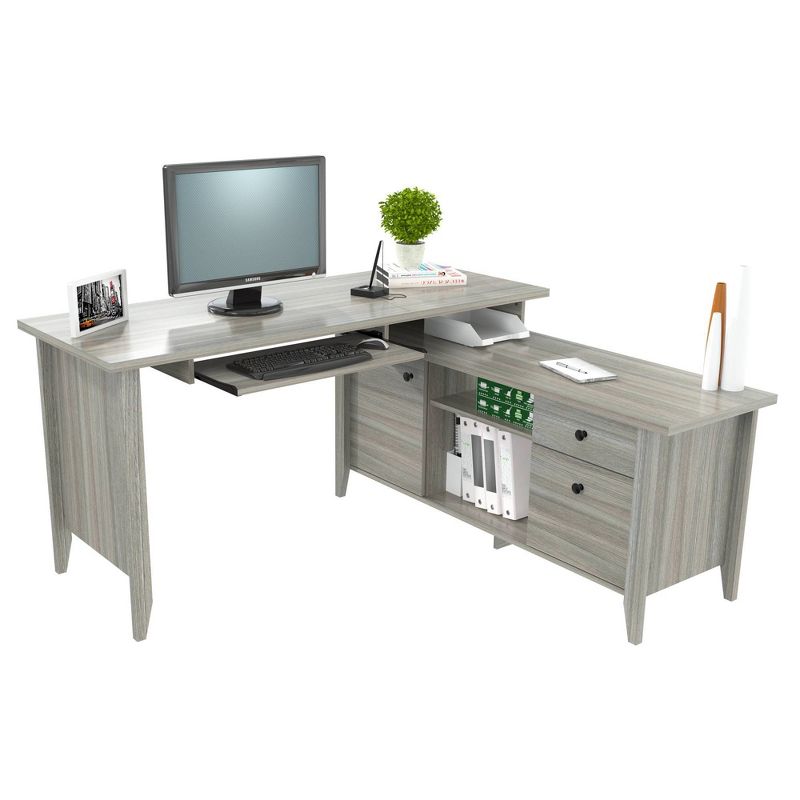 L Shaped Computer Writing Desk Gray - Inval, 4 of 9