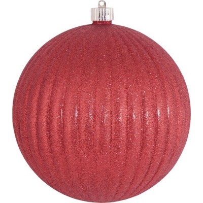 Christmas by Krebs Glitter Red Ripple Shatterproof Christmas Ball Ornament 8" (200mm)