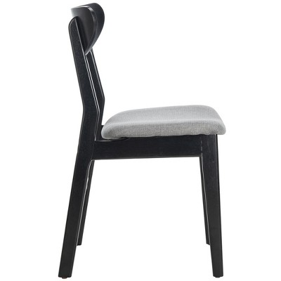 Lucca Black Wood Side Chair with Grey Cushion