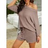 Imily Bela Women's Two Piece Sweater Set Off Shoulder Top and Shorts - 4 of 4
