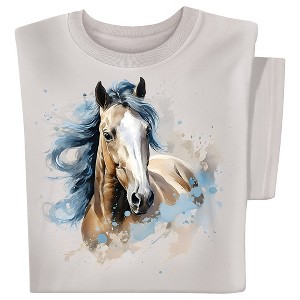 Collections Etc Watercolor Horse Short Sleeve Graphic T-Shirt - 1 of 4