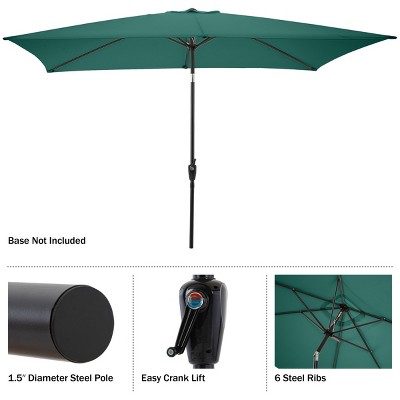 Hunter Green 10' Rectangular Steel Market Patio Umbrella