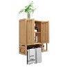 CAVINAS Wall Mounted Bathroom Storage Cabinet with 2 Louvered Doors,Bamboo Floor Cabinet with Shelves,Storage Cabinet for Toiletries,Natural - 4 of 4