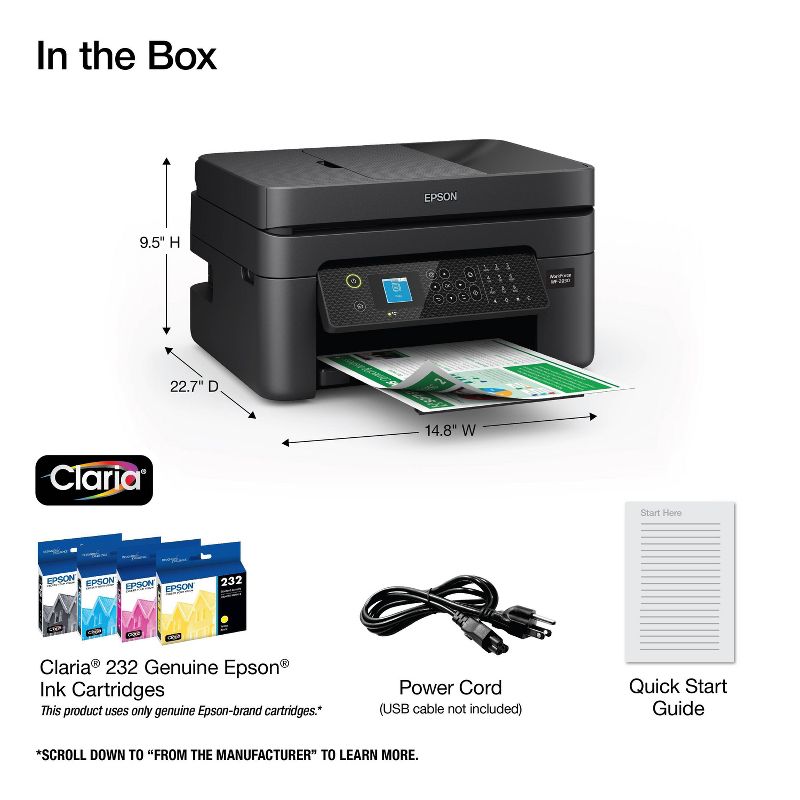 Epson WorkForce WF-2930 Wireless All-in-One Color Inkjet Printer, Copier, Scanner - Black, 6 of 8