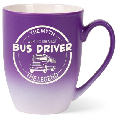 Elanze Designs Greatest Bus Driver Two Toned Ombre Matte Purple and White 12 ounce Ceramic Stoneware Coffee Cup Mug
