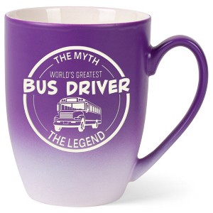 Elanze Designs Greatest Bus Driver Two Toned Ombre Matte Purple and White 12 ounce Ceramic Stoneware Coffee Cup Mug - 1 of 4
