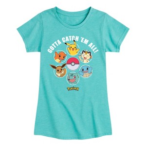 Girls' - Pokémon - Gotta Catch Em All Design Fitted Short Sleeve Graphic T-Shirt - 1 of 4