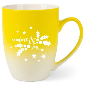 Elanze Designs Comfort & Joy Two Toned Ombre Matte Yellow and White 12 ounce Ceramic Stoneware Coffee Cup Mug - 1 of 4