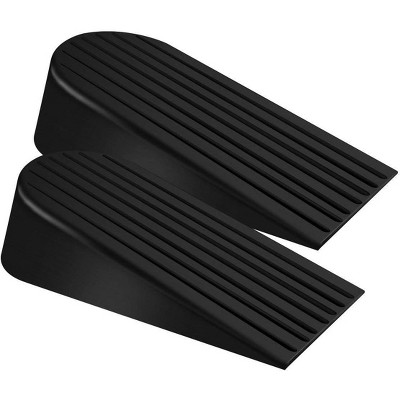 Attop Big Door Stopper 2 Packs Heavy Duty Wedge Rubber Door Stop Works on All Floor Surfaces Non-Scratching Doorstops Special (Black)