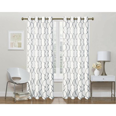 2 Pack Hunter Blackout Gray & White Trellis Window Curtains Assorted Sizes 