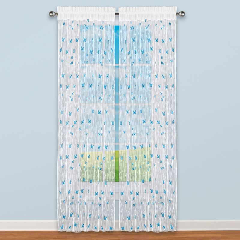 Collections Etc 3D Spring Butterfly Semi-Sheer Curtain Panel, 2 of 3
