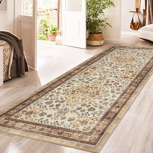 coucheta Washable Area Rug, Multi-size Vintage Floral Foldable Soft Low-Pile Non-Slip Stain Resistant Carpet, for Living Room, Bedroom, Dining Room - 1 of 4