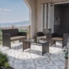 ALAULM 4PCS Rattan Patio Conversation Furniture Set Outdoor Wicker Chair Conversation set Coffee Table&Washable Cushions for Patio Lawn Backyard(Sand) - 2 of 4