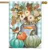 Pastel Pumpkins Fall House Flag Checkered Floral Autumn 28" x 40" Briarwood Lane - 2 of 4