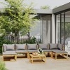 vidaXL Garden Lounge Set Dark grey cushions, natural wood - 2 of 4
