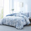 Floral Duvet Cover Queen Size, 3 Pieces, White and Blue, Breathable, Zipper Closure - 2 of 4