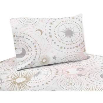 Sweet Jojo Designs Kids' Queen Sheet Set Celestial Pink Gold and Grey 4pc