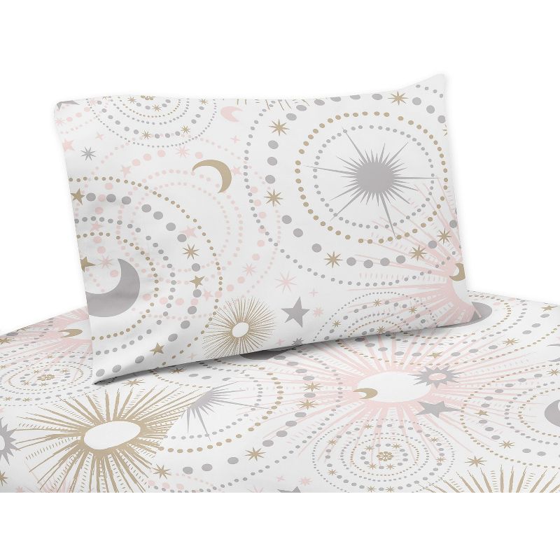 Sweet Jojo Designs Kids' Queen Sheet Set Celestial Pink Gold and Grey 4pc, 1 of 5