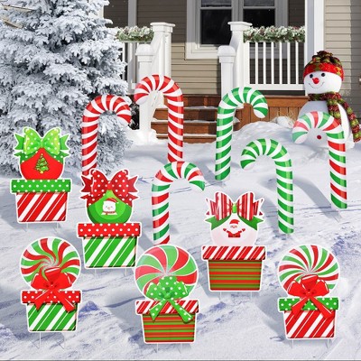 Nifti Nest 12 Pcs Christmas Decor - Candy Cane Yard Signs With Stakes ...