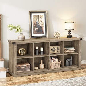 Rustic Farmhouse 8-Cube Wood Bookshelf, Freestanding Storage Cabinet with 2 Tiers for Living Room, Entryway,  Office, TV Stand - 1 of 4