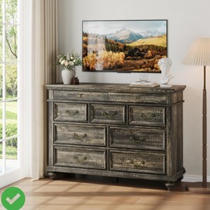 47" Wide Farmhouse 9 Drawer Dresser Chest of Drawers for Bedroom & Living Room Organization - 1 of 4